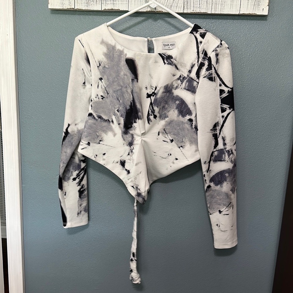 Two-piece dark navy blue/white tie dye set